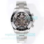 Super Clone Rolex Daytona Baguette Diamond Skeleton Dial 904L Stainless Steel Watch 